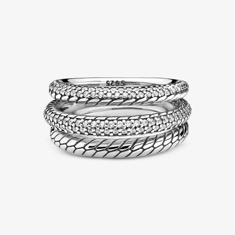2020 New Autumn 925 Sterling Silver Ring Pave Snake Chain Pattern Ring Crown Rings Women Engagement Anniversary Jewelry