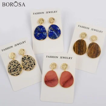 BOROSA 4Pairs Fashion Gold Plated Multi-kind Natural Stone Slice Earrings Lapis Lazuli Drop Earring Jewelry for Women WX1194
BOROSA 4Pairs Fashion Gold Plated Multi-kind Natural Stone Slice Earrings Lapis Lazuli Drop Earring Jewelry for Women WX1194