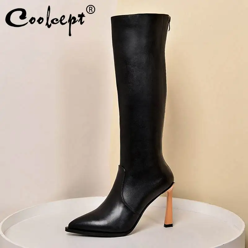 Coolcept Knee High Boots For Women Plus Size 33-45 Real Leather Western Style Thick Heel Black Shoes Women Club Party Footwear
Coolcept Knee High Boots For Women Plus Size 33-45 Real Leather Western Style Thick Heel Black Shoes Women Club Party Footwear