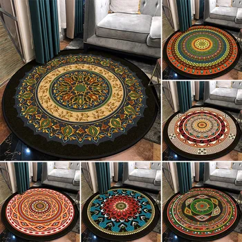 Retro Ethnic Style Living Room Round Carpet Bohemian Meditation Suede Floor Mat Living Room Bedroom Non-Slip Foot Pad Rugs 120CM
Retro Ethnic Style Living Room Round Carpet Bohemian Meditation Suede Floor Mat Living Room Bedroom Non-Slip Foot Pad Rugs 120CM