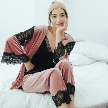 Women Velvet Pajamas Women Autumn Winter Warm Pajamas Set Women Sexy Lace Sleepwear Sleeveless Strap Nightwear
Women Velvet Pajamas Women Autumn Winter Warm Pajamas Set Women Sexy Lace Sleepwear Sleeveless Strap Nightwear