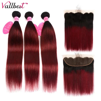 Vallbest 1B/99j Ombre Straight Hair Bundles With Frontal Two Tune Human Hair Bundles With Frontal Remy Red Hair With Frontal
Vallbest 1B/99j Ombre Straight Hair Bundles With Frontal Two Tune Human Hair Bundles With Frontal Remy Red Hair With Frontal