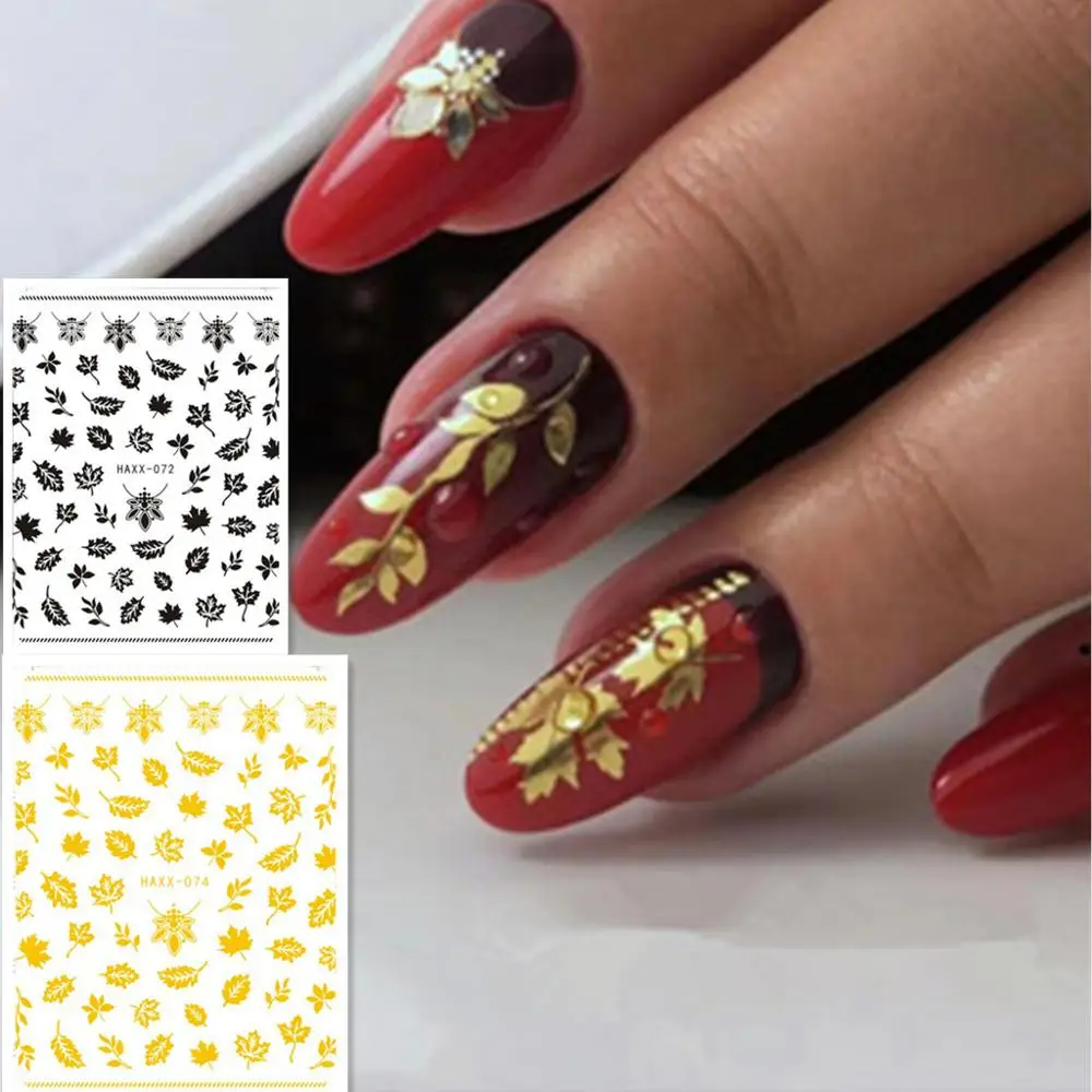 Newest HANYI-69 74 leaves pattern 3d nail manicure back glue decorations for nail stickers
Newest HANYI-69 74 leaves pattern 3d nail manicure back glue decorations for nail stickers