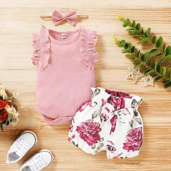Newborn Baby Girls Boys Clothes Sleeveless Romper Tops+Floral Shorts+Headband 3Pcs Sets Infant Summer Casual Outfits 0-24M
Newborn Baby Girls Boys Clothes Sleeveless Romper Tops+Floral Shorts+Headband 3Pcs Sets Infant Summer Casual Outfits 0-24M