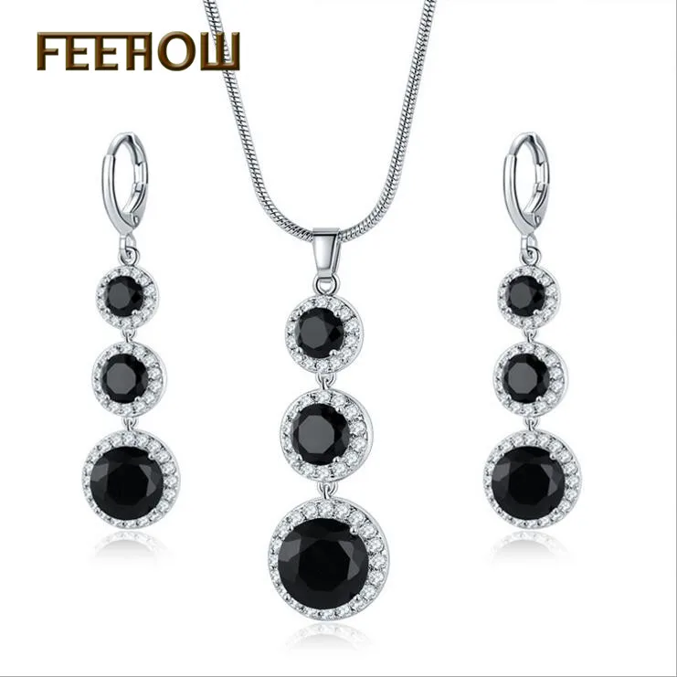 FEEHOW Classic Micro-inlaid Cubic Zirconia Dangle Earrings Necklace Jewelry Set for Women Dinner Party Birthday Gift FWSL3030
FEEHOW Classic Micro-inlaid Cubic Zirconia Dangle Earrings Necklace Jewelry Set for Women Dinner Party Birthday Gift FWSL3030