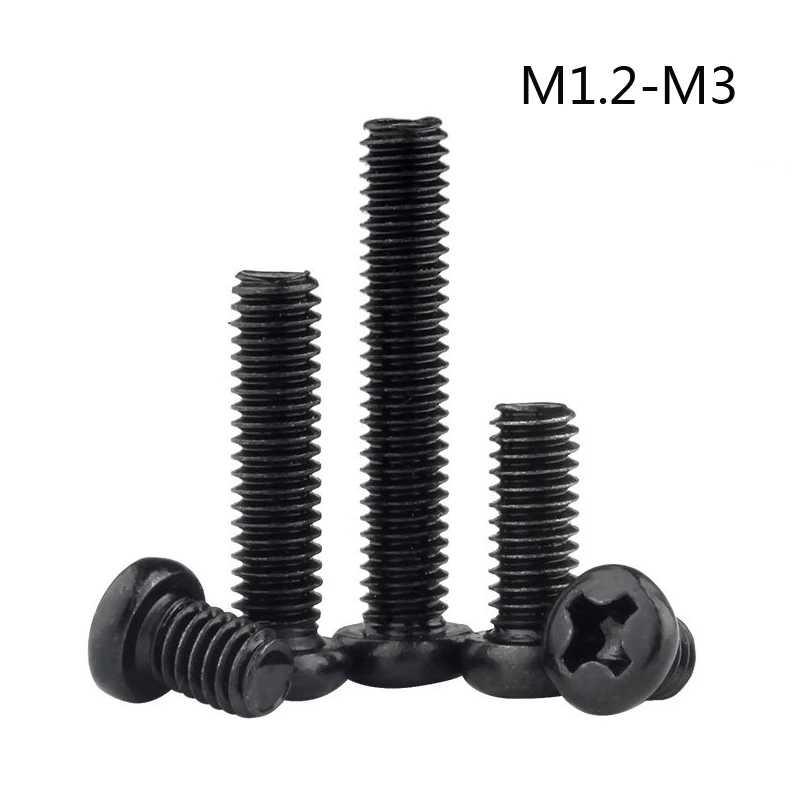 100/55pcs Cross Recessed Pan Head Screw M1.2 M1.4 M1.6 M1.7 M2 M2.5 M3 M4 Carbon Steel Black Phillips Machine Screw GB818
100/55pcs Cross Recessed Pan Head Screw M1.2 M1.4 M1.6 M1.7 M2 M2.5 M3 M4 Carbon Steel Black Phillips Machine Screw GB818