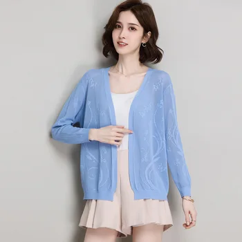 Fashion Women's new casual short section solid color long sleeve knitted cardigan
Fashion Women's new casual short section solid color long sleeve knitted cardigan