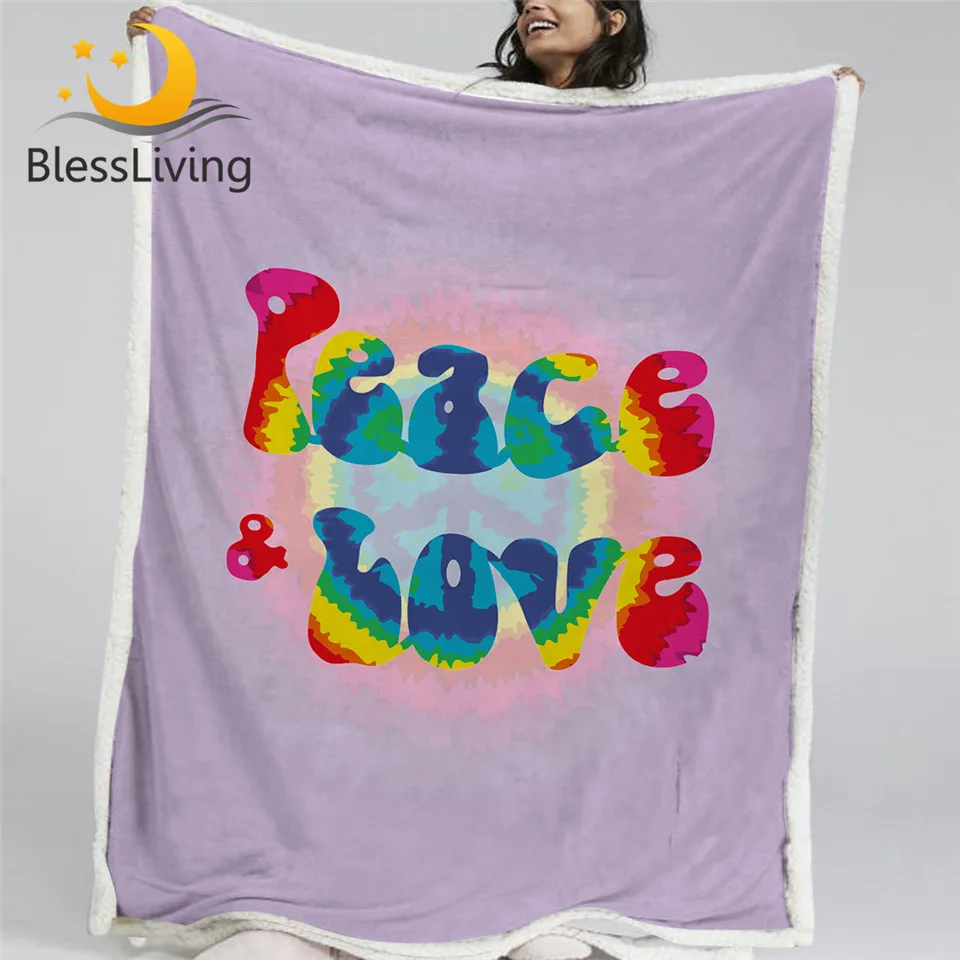 BlessLiving Peace and Love Blankets For Bed Rainbow Bedding Tie Dye Psychedelic Bedspreads Purple Hippie Furry Blanket for Teen
BlessLiving Peace and Love Blankets For Bed Rainbow Bedding Tie Dye Psychedelic Bedspreads Purple Hippie Furry Blanket for Teen