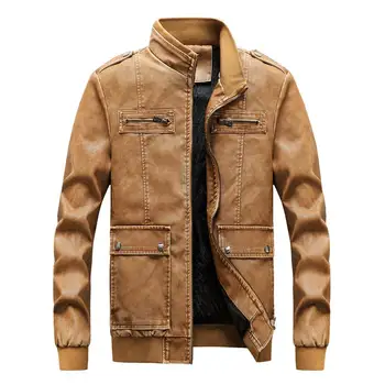 Autumn Winter Men Leather Jacket Coat Leather Outerwear Zipper Pu Bomber Jacket Stand Collar Motorcycle New Plus Size Leisure Pu 
Autumn Winter Men Leather Jacket Coat Leather Outerwear Zipper Pu Bomber Jacket Stand Collar Motorcycle New Plus Size Leisure Pu