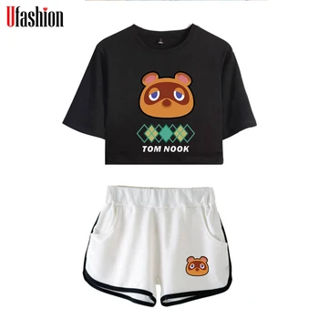 Animal Crossing Tracksuits Women Two Piece Set Sexy Short Top and Middle Waist Shorts Solid Color Cotton Summer Fashion
Animal Crossing Tracksuits Women Two Piece Set Sexy Short Top and Middle Waist Shorts Solid Color Cotton Summer Fashion