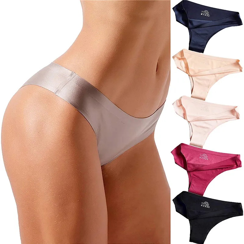 

Panties Women Seamless G-string Silk Underwear Sexy Briefs Girl Underpants Thong Solid Pantys Lingerie Briefs Seamless Panties