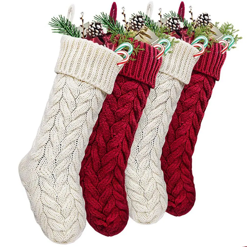 4pcs Christmas Knitted Stockings Decor festival Gift Bag Fireplace Xmas Tree Hanging Ornaments Decor Red White Christmas Sock
4pcs Christmas Knitted Stockings Decor festival Gift Bag Fireplace Xmas Tree Hanging Ornaments Decor Red White Christmas Sock