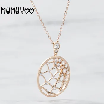 

High quality new fashion charm circle crystal pendant necklace for women spider web style clavicle chain female jewelry