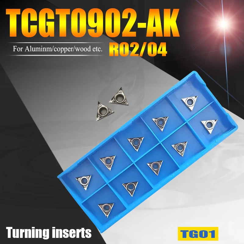 TCGT090202-AK TCGT090204 Trangle External Lathe Turning Tools Boring Carbide Inserts CNC Cutter for Aluminum/Copper/Wood-Work
TCGT090202-AK TCGT090204 Trangle External Lathe Turning Tools Boring Carbide Inserts CNC Cutter for Aluminum/Copper/Wood-Work