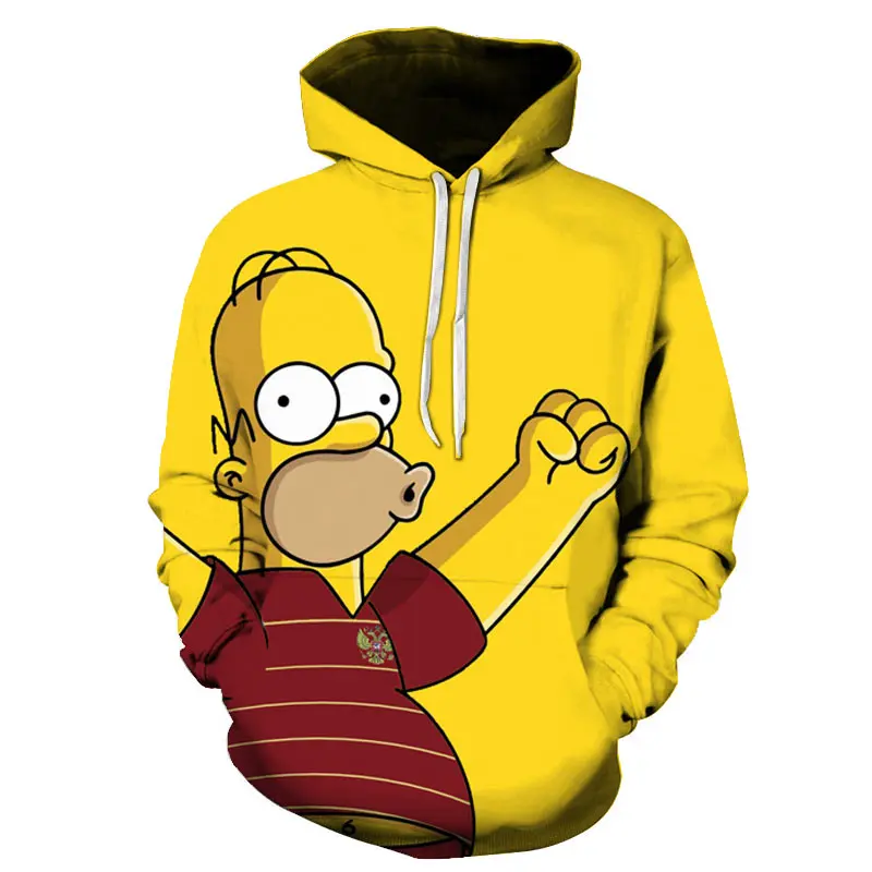3D толстовки с мультяшным принтом милые Homer Simpson и его сын аниме толстовка