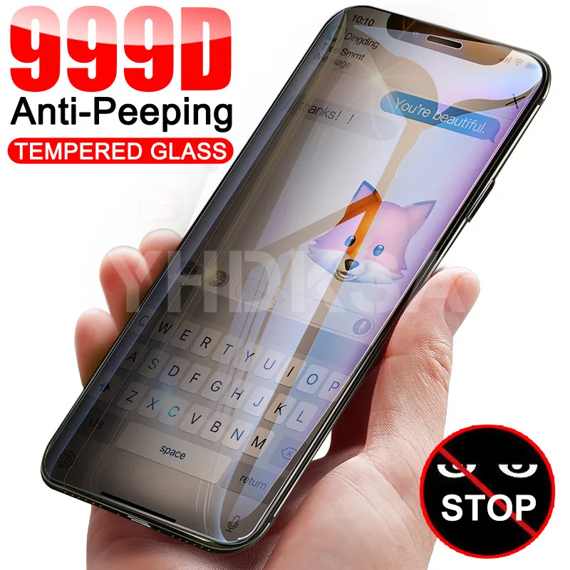 Закаленное антишпионское стекло 999D для iPhone 12 11 Pro XS Max X XR Защитная пленка экрана 8 7