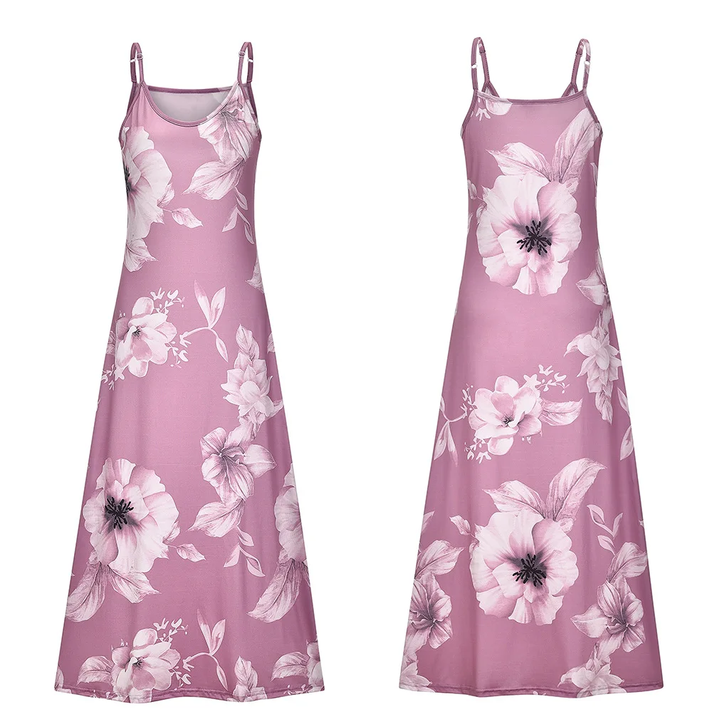 Sexy Maxi Dresses For Women Boho Print V-Neck Floral Sundresses Women Sleeveless Plus Size Dresses For Women 4xl 5xl Summer 2020