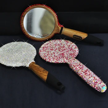 Handmade Rhinestone Makeup Mirror Wooden Portable Handle Mirror Bling Diamond Room Table Makeup Decor Vanity Decor Round Mirror
Handmade Rhinestone Makeup Mirror Wooden Portable Handle Mirror Bling Diamond Room Table Makeup Decor Vanity Decor Round Mirror