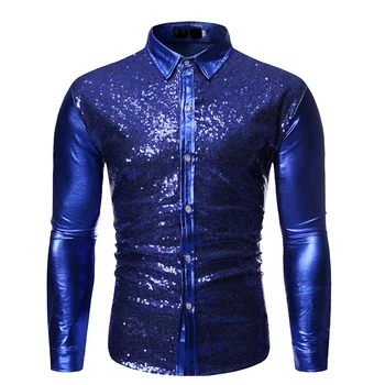 Silver Metallic Sequins Glitter Shirt Men 2020 New 70's Disco Party Halloween Costume Chemise Homme Stage Performance Shirt Male
Silver Metallic Sequins Glitter Shirt Men 2020 New 70's Disco Party Halloween Costume Chemise Homme Stage Performance Shirt Male