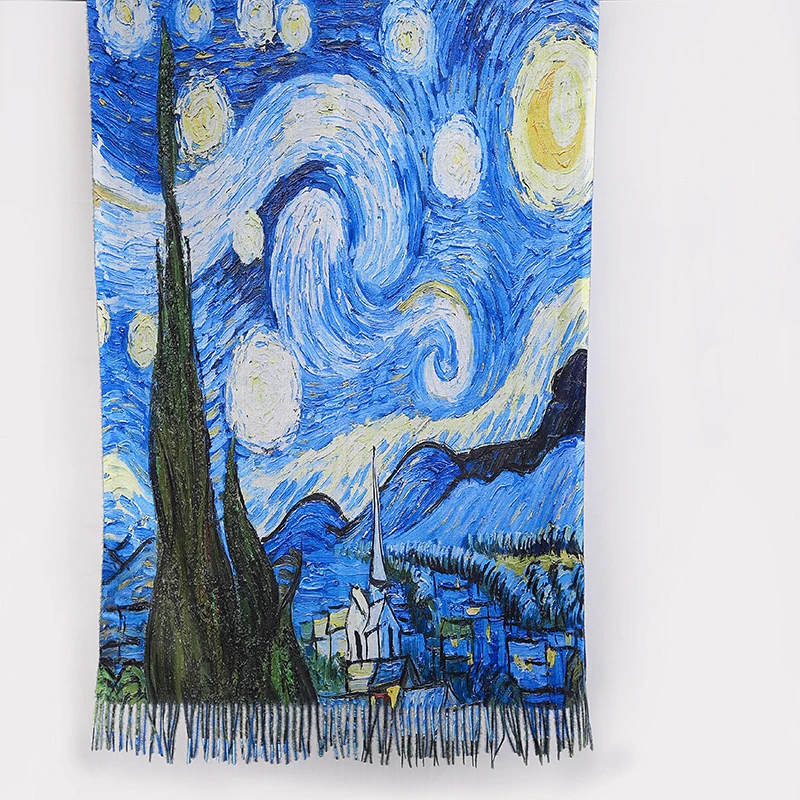 Cashmere Scarf Fashion Women Pashmina Starry sky Flower Town Oil Painting Digital Printing tassel shawl and wraps bandana
Cashmere Scarf Fashion Women Pashmina Starry sky Flower Town Oil Painting Digital Printing tassel shawl and wraps bandana