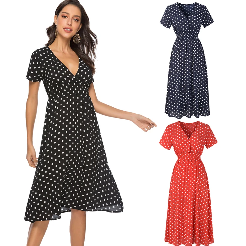 Bohemian Summer Women Floral Dress V Neck Print Chiffon Dresses Beach Short Sleeves Dot Midi Dress Elegant Dress
Bohemian Summer Women Floral Dress V Neck Print Chiffon Dresses Beach Short Sleeves Dot Midi Dress Elegant Dress