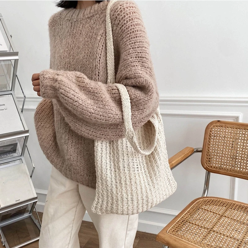 Vintage Knitted Hobo Bag Vintage Large Tote Clutch Bag Solid Color Shoulder Bag Fashion Large Capacity Shopping Bag
Vintage Knitted Hobo Bag Vintage Large Tote Clutch Bag Solid Color Shoulder Bag Fashion Large Capacity Shopping Bag