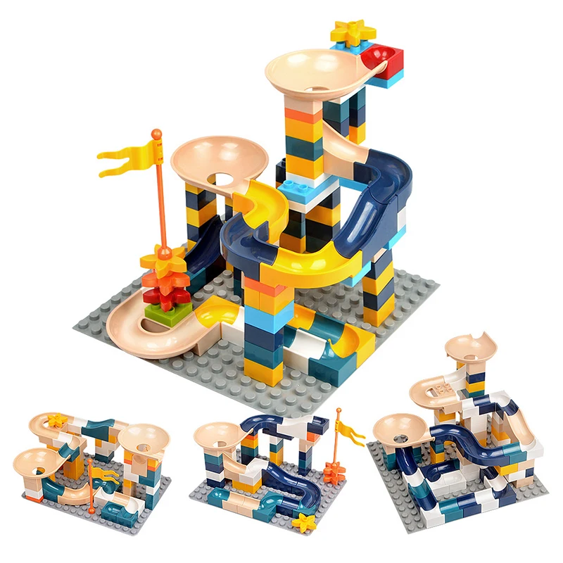 144 PCS Marble Race Run Maze Ball Track Building Blocks Funnel Slide Assemble Bricks Compatible Duploe Toys For Children Girls
144 PCS Marble Race Run Maze Ball Track Building Blocks Funnel Slide Assemble Bricks Compatible Duploe Toys For Children Girls