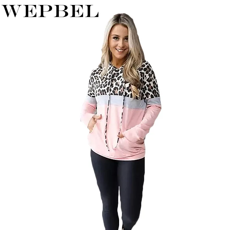 WEPBEL Women's Long Sleeve Pocket Loose Hooded Sweatshirt Autumn and Winter Casual Leopard Print Patchwork Sweatshirt
WEPBEL Women's Long Sleeve Pocket Loose Hooded Sweatshirt Autumn and Winter Casual Leopard Print Patchwork Sweatshirt