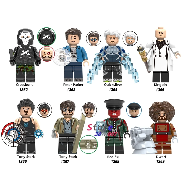 50pcs Avengers Endgame Crossbone Peter Parker Quicksilver Kingpin Tony Stark Red Skull Dwarf building block for children toys
50pcs Avengers Endgame Crossbone Peter Parker Quicksilver Kingpin Tony Stark Red Skull Dwarf building block for children toys