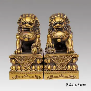 Large Pair Bronze Chinese Lion Foo Dog Statue Figure Sculpture Black yellow10"H 
Large Pair Bronze Chinese Lion Foo Dog Statue Figure Sculpture Black yellow10"H