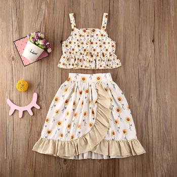 Summer Sunflower Sleeveless Tops Vest Ruffle Skirts Outfits Suit Clothing 2PCs Toddler Infant Baby Kids Girls Clothes Set
Summer Sunflower Sleeveless Tops Vest Ruffle Skirts Outfits Suit Clothing 2PCs Toddler Infant Baby Kids Girls Clothes Set