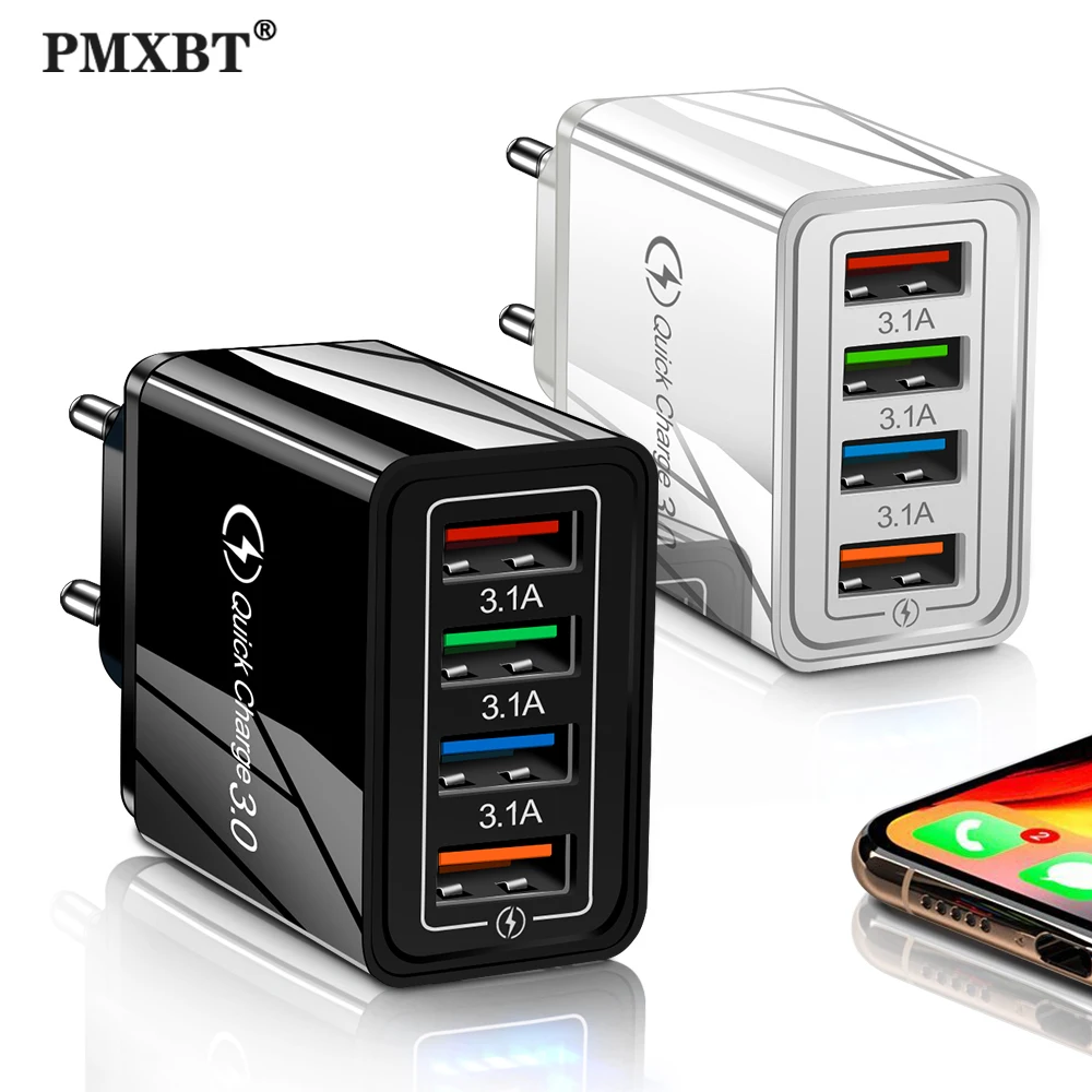 Universal 4 Ports USB Charger Quick Charge 3.0 Fast Charging EU US Plug Power Adapter For iPhone 11 Samsung S10 S9 Tablet Charge
Universal 4 Ports USB Charger Quick Charge 3.0 Fast Charging EU US Plug Power Adapter For iPhone 11 Samsung S10 S9 Tablet Charge
