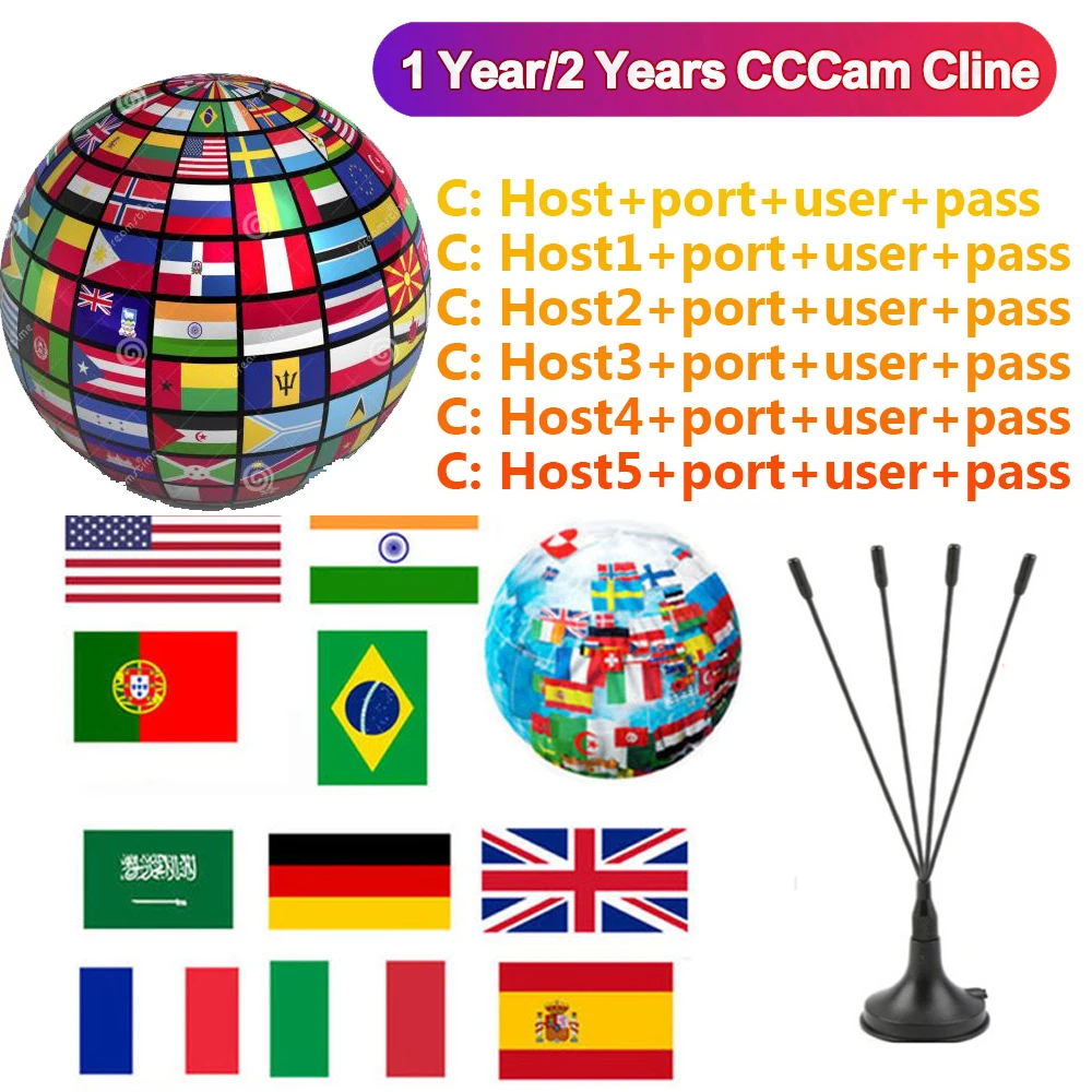 CCCams 7 lines Fast for Satellite tv Receiver lines DVB-S2 Support via USB Wifi Support Europe Spain Italy German Poland Portuga
CCCams 7 lines Fast for Satellite tv Receiver lines DVB-S2 Support via USB Wifi Support Europe Spain Italy German Poland Portuga