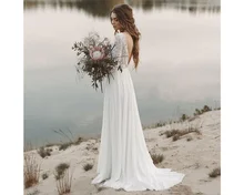 Verngo Boho Beach Wedding Dresses Long Sleeves Lace And Chiffon V Backless Scoop Neck A Line Elegant Bridal Gowns Plus Size
Verngo Boho Beach Wedding Dresses Long Sleeves Lace And Chiffon V Backless Scoop Neck A Line Elegant Bridal Gowns Plus Size
