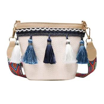 Women Ethnic Style Tassel Shoulder Bag, Detachable Plaid Strap Bucket Fashion Straw Crossbody
Women Ethnic Style Tassel Shoulder Bag, Detachable Plaid Strap Bucket Fashion Straw Crossbody