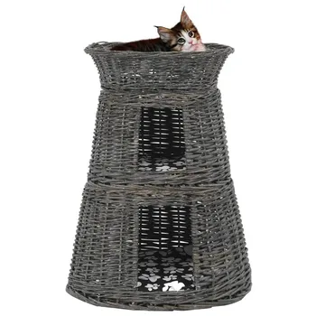 

3PCS Cats Baskets with Gray Cushions Willow Indoor cat house Pet Woven Bed Pet House Basket Bed for Cat/Kitten/Puppy/Dog Cat