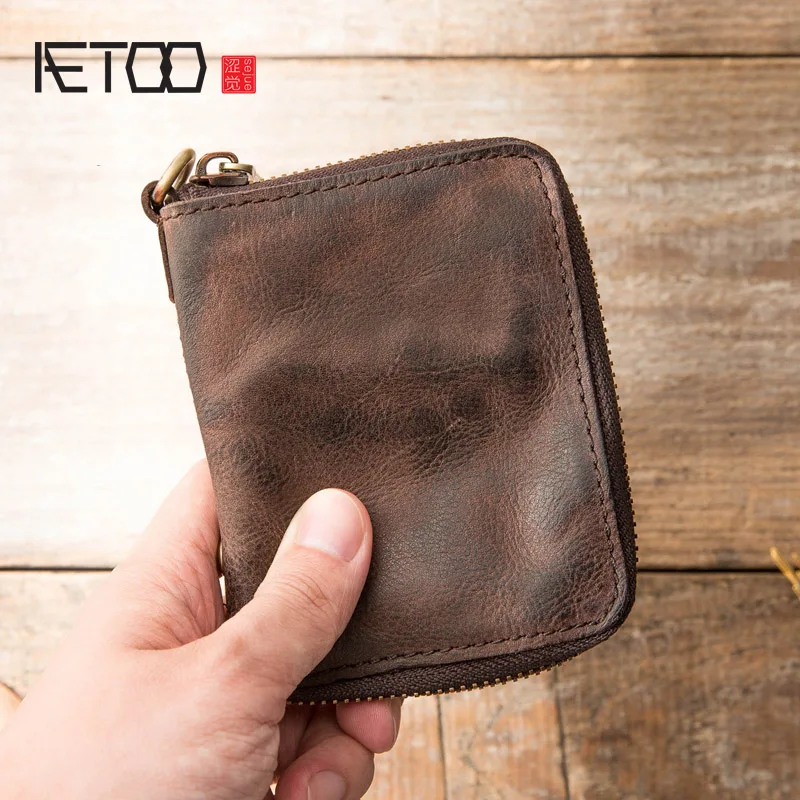 AETOO Leather made old short wallets, head-layer edwin leather retro zippered wallets, stylish young men and women folds wallets
AETOO Leather made old short wallets, head-layer edwin leather retro zippered wallets, stylish young men and women folds wallets