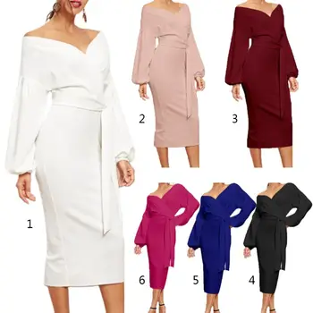 Women Sexy Puff Sleeve Off The Shoulder Wrap Slim Midi Long Dress Lady Belted High Waist V-Neck Evening Party Clubwear Dress
Women Sexy Puff Sleeve Off The Shoulder Wrap Slim Midi Long Dress Lady Belted High Waist V-Neck Evening Party Clubwear Dress