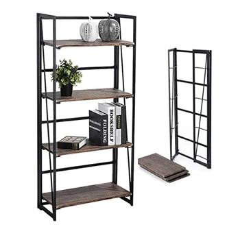 Folding Bookshelf Home Office Industrial Bookcase Wooden Storage Shelves Vintage 4 Tiers Book Rack Organizer
Folding Bookshelf Home Office Industrial Bookcase Wooden Storage Shelves Vintage 4 Tiers Book Rack Organizer