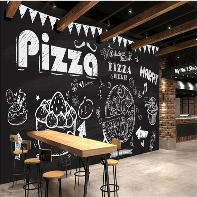 

3DBEIBEHANG Large custom wallpapers chalk hand painted pizza cake background decoration painting wallpaper for walls 3 d