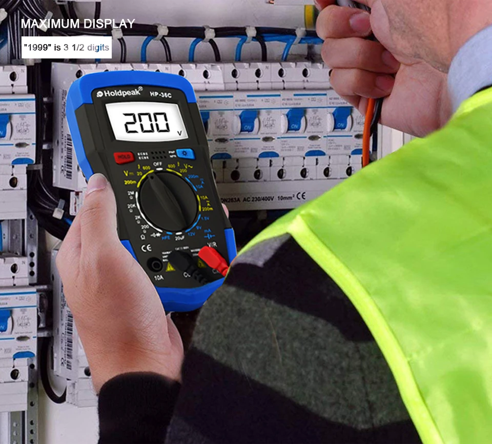 HoldPeak HP-33D Professional Smart Digital Meter Multimeter Auto Range 600V 10A Resistance Diode hFE Battery Tester
HoldPeak HP-33D Professional Smart Digital Meter Multimeter Auto Range 600V 10A Resistance Diode hFE Battery Tester