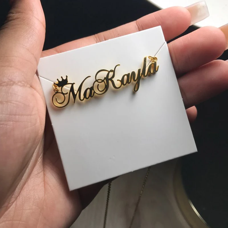 Custom Name Crown Font Necklace For Women Nameplate Personalized Stainless Steel Chain Choker Customized BFF Jewelry Gift Custom Name Crown Font Necklace For Women Nameplate Personalized Stainless Steel Chain Choker Customized BFF Jewelry Gift