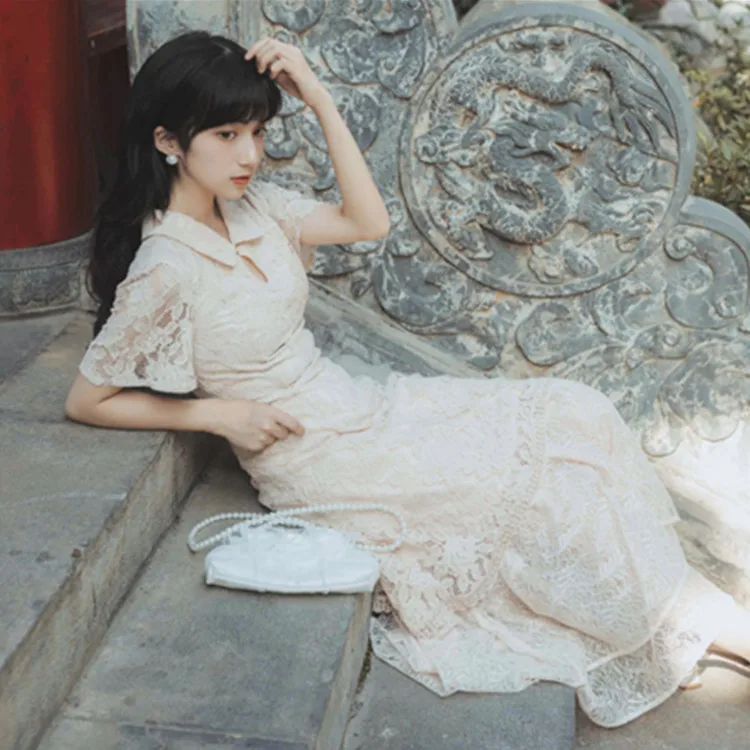 2020 New "Liu Ru" Lace Petals Improved Cheongsam Dress Retro Long Irregular Summer Dress
2020 New "Liu Ru" Lace Petals Improved Cheongsam Dress Retro Long Irregular Summer Dress