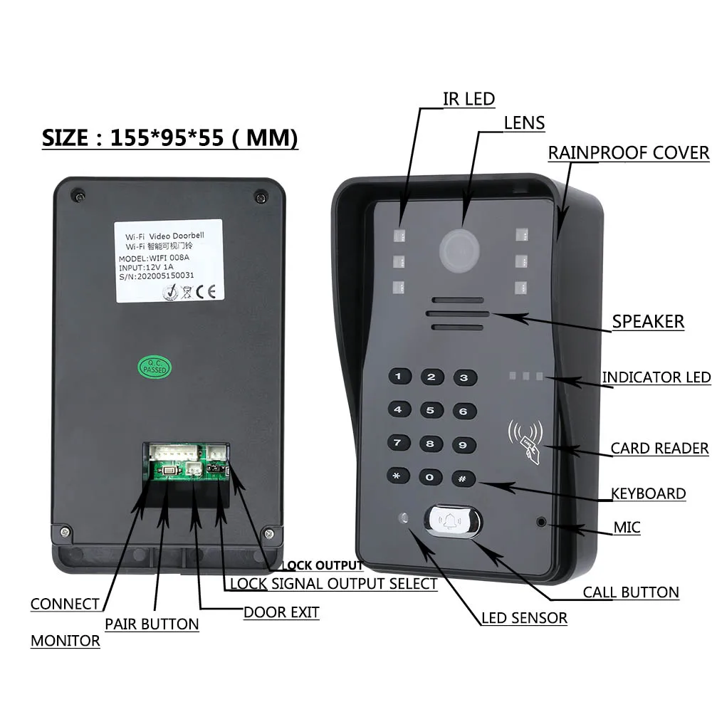 Видеодомофон Mountainone проводной/беспроводной домофон с экраном 7 дюймов Wi Fi RFID