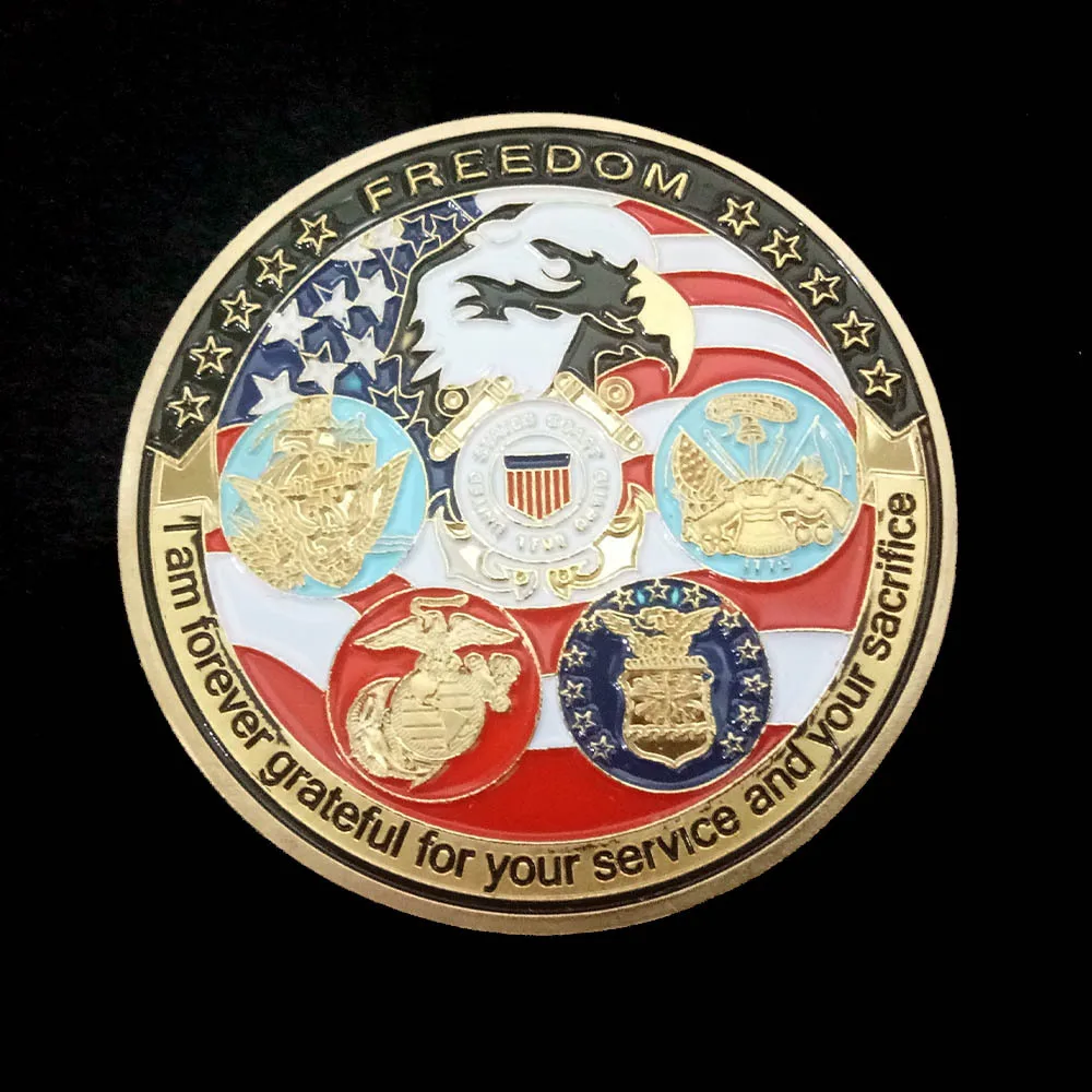 Gold Plated Coin USA Navy USAF USMC Army Coast Guard American Free Eagle Totem Gold Military Medal Challenge Coin Collection
Gold Plated Coin USA Navy USAF USMC Army Coast Guard American Free Eagle Totem Gold Military Medal Challenge Coin Collection