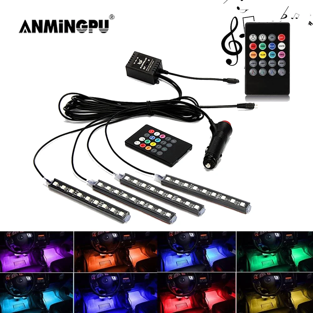 ANMINGPU RGB LED Car Interior Light Ambient LED Strip Light Music Sound Control Atmosphere Decorative Foot Light with Remote
ANMINGPU RGB LED Car Interior Light Ambient LED Strip Light Music Sound Control Atmosphere Decorative Foot Light with Remote