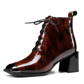 2021 Cross Tied Autumn Winter boots Women Genuine Leather High Heels Shoes Woman metal square toe Wedding Party Ankle Boots
2021 Cross Tied Autumn Winter boots Women Genuine Leather High Heels Shoes Woman metal square toe Wedding Party Ankle Boots