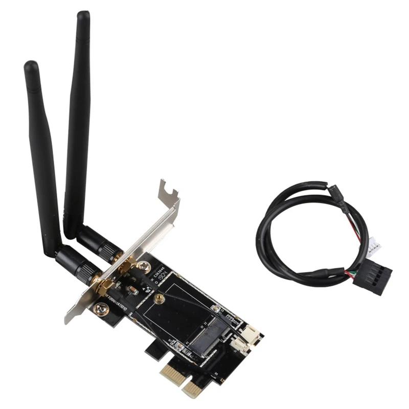 PCI-E X1 to M.2 NGFF E-Key WiFi Wireless Network Adapter Converter Card with Bluetooth for Desktop PC
PCI-E X1 to M.2 NGFF E-Key WiFi Wireless Network Adapter Converter Card with Bluetooth for Desktop PC