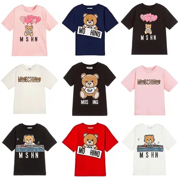 

2020 Summer Fashion Unisex Cute Teddy Bear Print T-shirt Masha and Bear for Boys and Girls Short Sleeve Designer Funny Tops 8Y