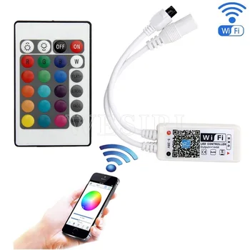 DC 5V 12V 24V Mini WiFi LED RGB / RGBW Controller iOS Android APP 24Key IR Remote Controler for 3528 5050 LED Strip
DC 5V 12V 24V Mini WiFi LED RGB / RGBW Controller iOS Android APP 24Key IR Remote Controler for 3528 5050 LED Strip